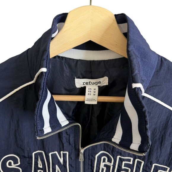 Refuge Womens Los Angeles Windbreaker Navy Size Medium Retro Sporty - Picture 4 of 6